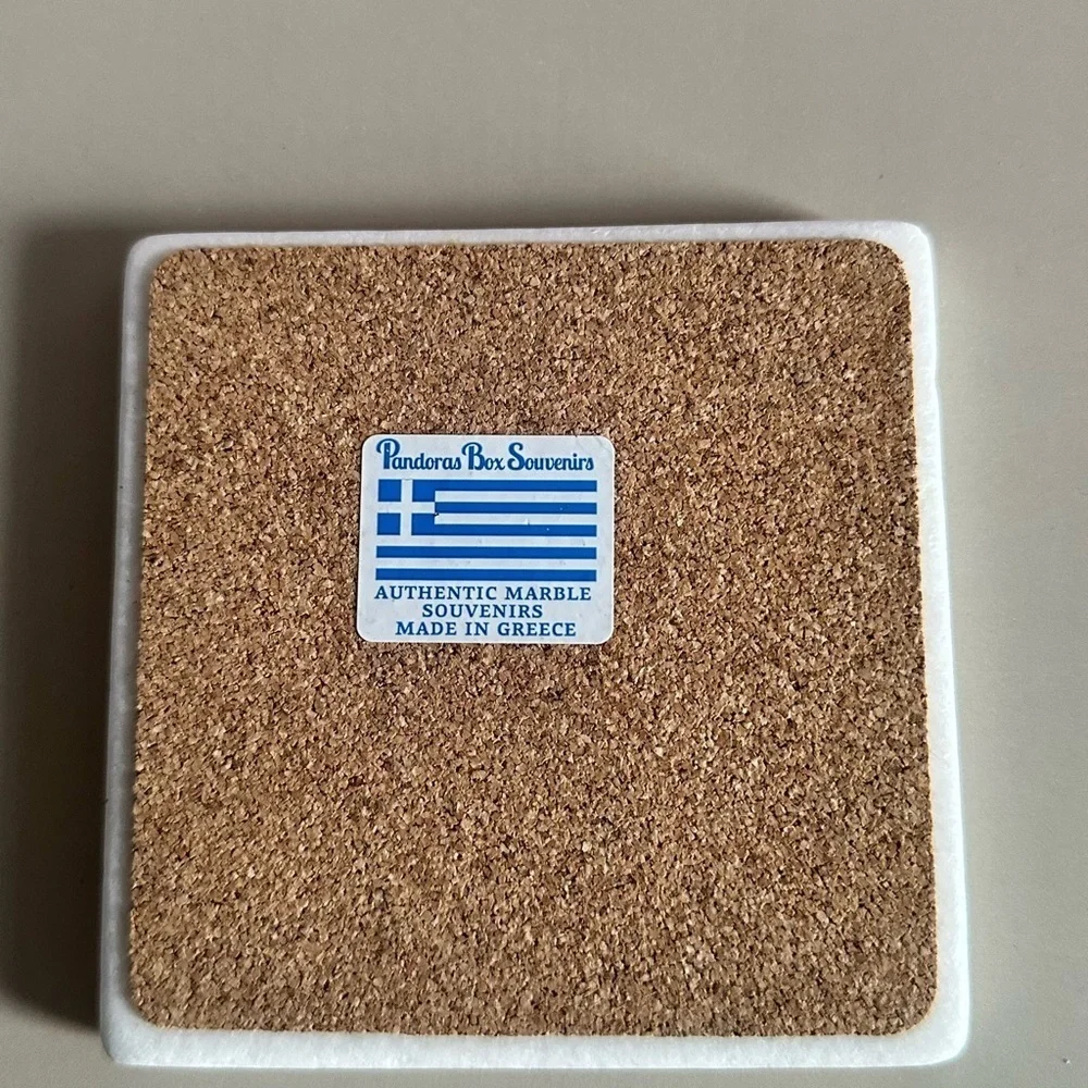 Greek Marble Coaster with Geographic Design